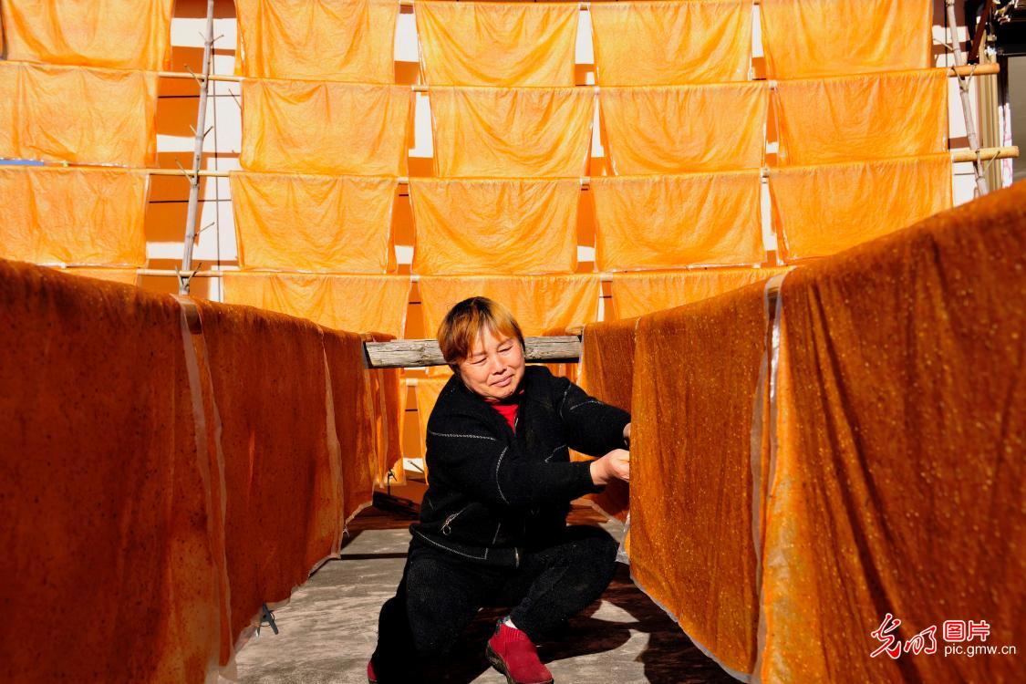 Family workshop of traditional handmade jujube peels in E China's Jiangxi Province